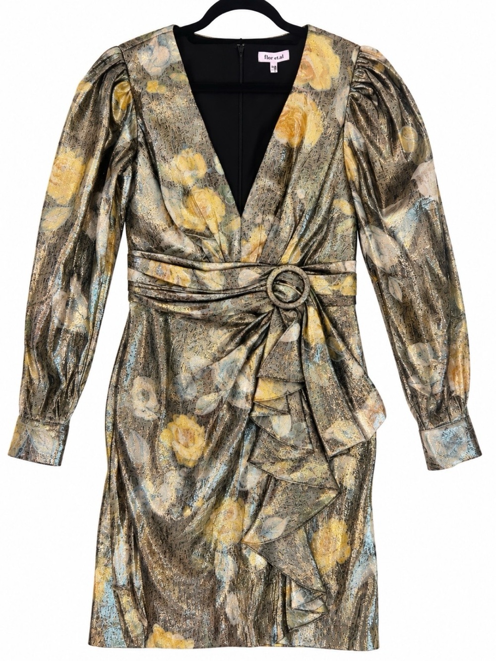 NWT Flor et.al Metallic Floral Cocktail Dress size 10